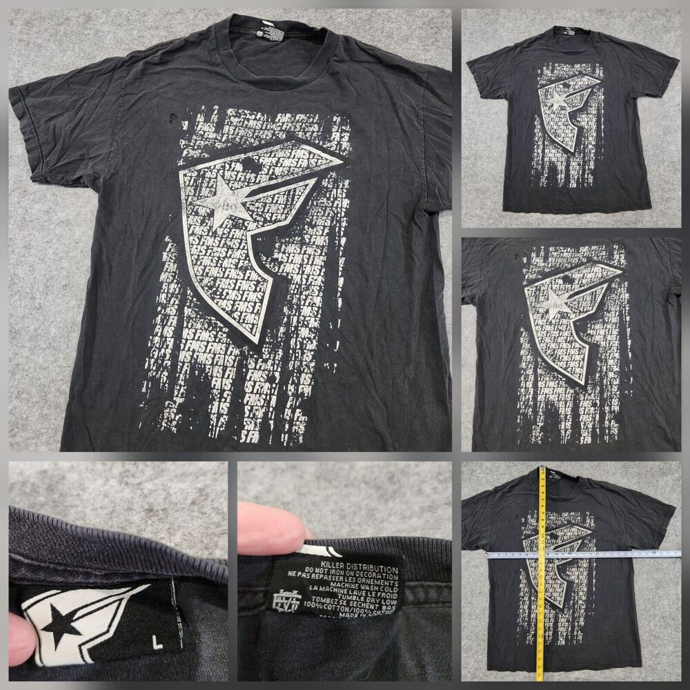 VTG Y2K Famous Stars And & Straps Mens L Large DISTRESSED Faded Skate T Shirt